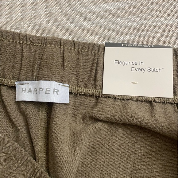 Harper Tan Relaxed Drawstring Joggers Capris Wide Leg Cropped Harem Pants - Picture 8 of 12